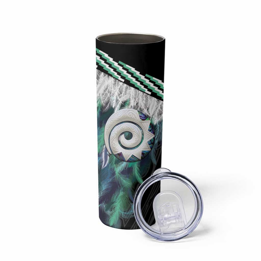 Aotearoa Korowai Motif Skinny Tumbler Maori Koru Poutama LT14 - Polynesian Pride