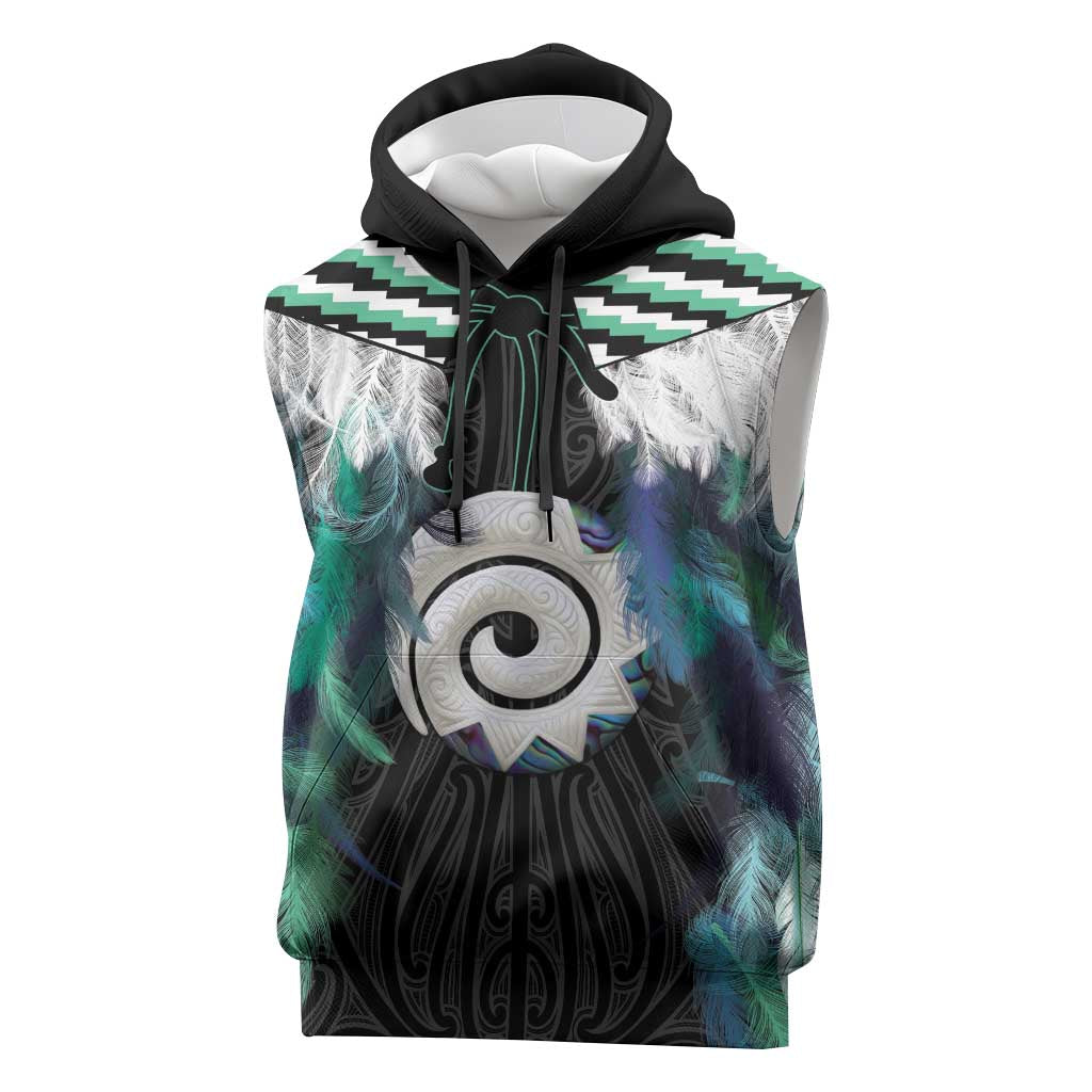 Aotearoa Korowai Motif Sleeveless Hoodie Maori Koru Poutama - Polynesian Pride