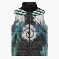 Aotearoa Korowai Motif Sleeveless Puffer Jacket Maori Koru Poutama - Polynesian Pride