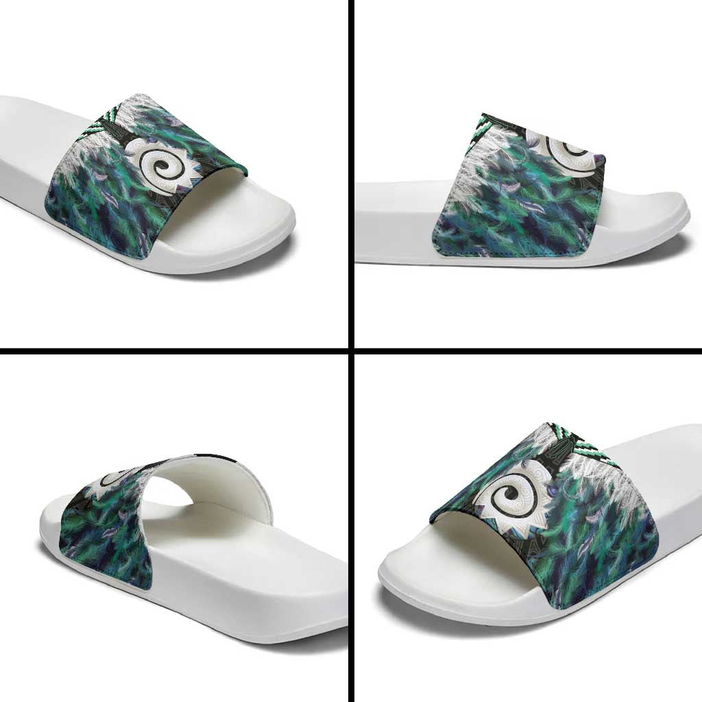 Aotearoa Korowai Motif Slide Sandals Maori Koru Poutama - Polynesian Pride