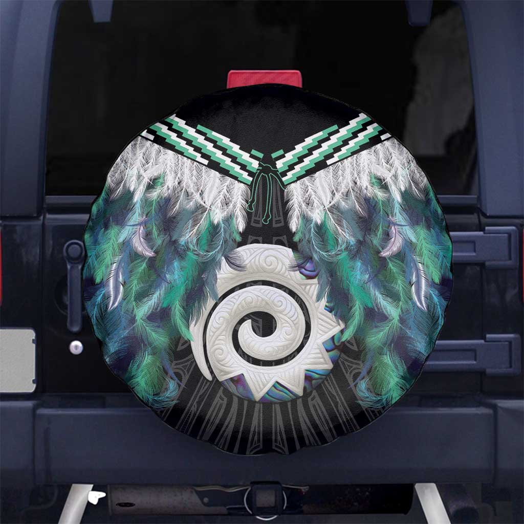 Aotearoa Korowai Motif Spare Tire Cover Maori Koru Poutama LT14 No hole Turquoise - Polynesian Pride