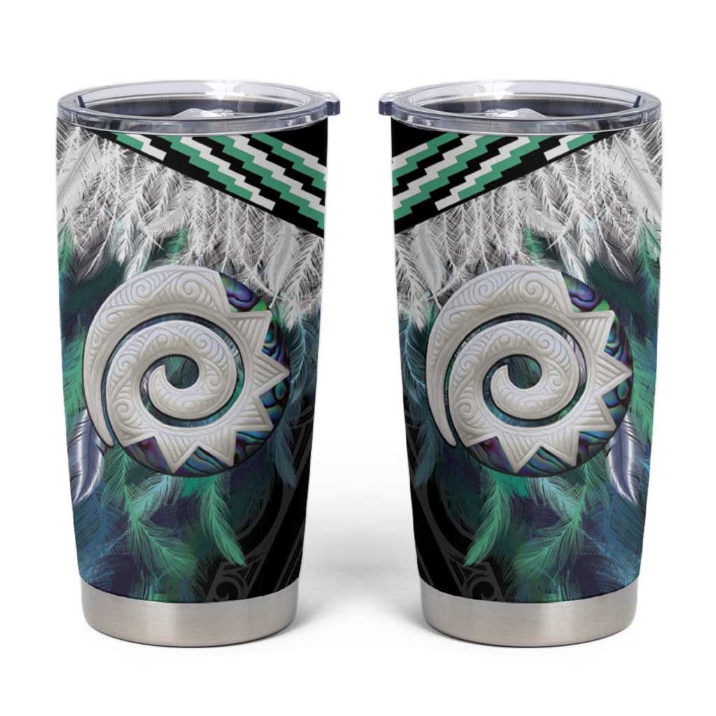 Aotearoa Korowai Motif Tumbler Cup Maori Koru Poutama LT14 Turquoise - Polynesian Pride