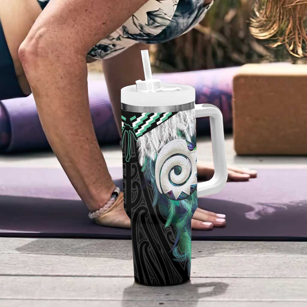 Aotearoa Korowai Motif Tumbler With Handle Maori Koru Poutama