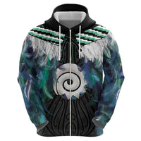 Aotearoa Korowai Motif Zip Hoodie Maori Koru Poutama LT14 - Polynesian Pride