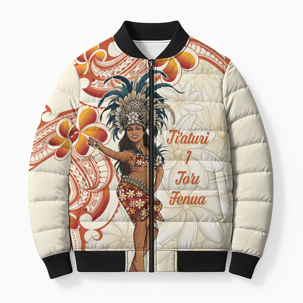 Heiva i Tahiti Bomber Puffer Jacket Ori Tahitian Dance Tiare Maori