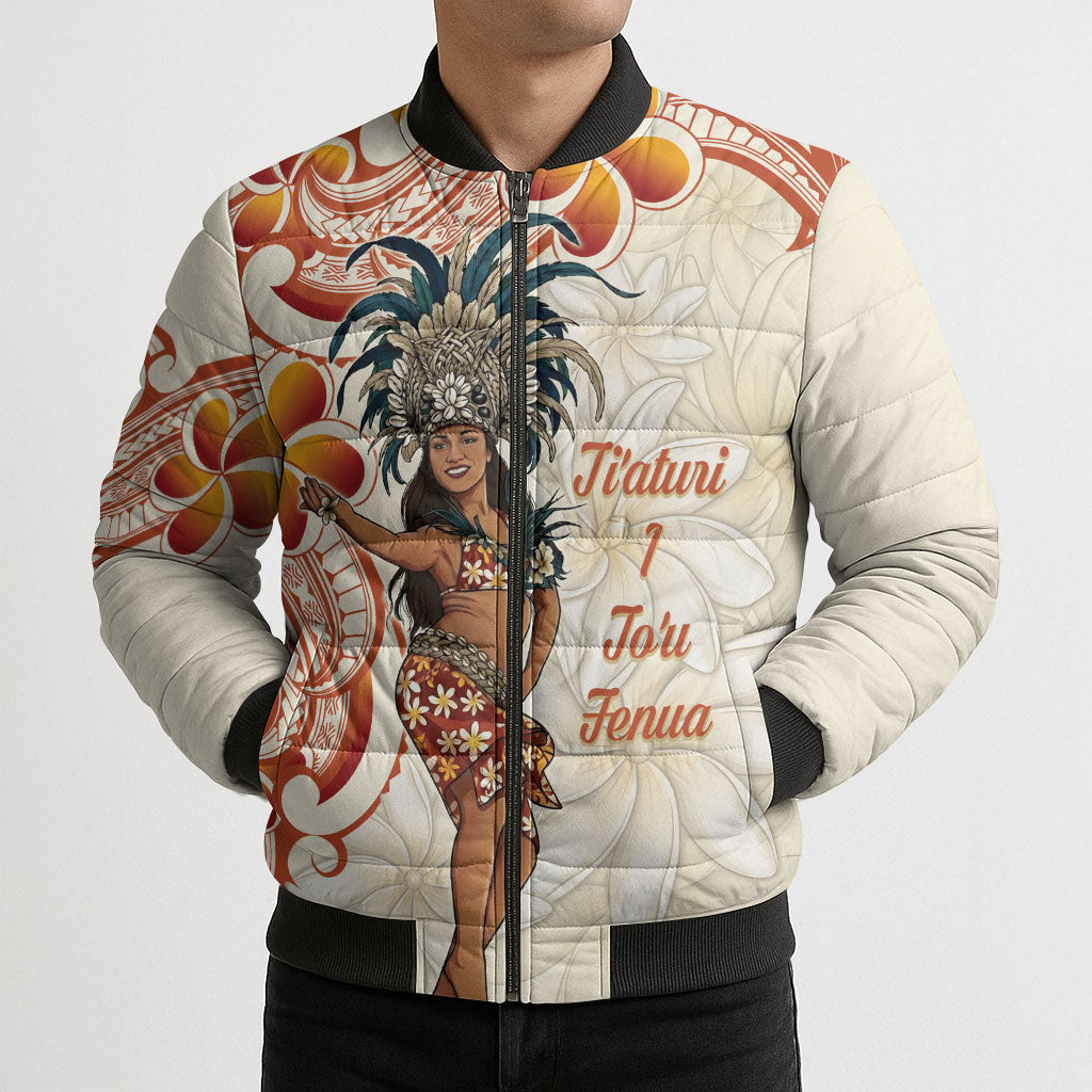 Heiva i Tahiti Bomber Puffer Jacket Ori Tahitian Dance Tiare Maori