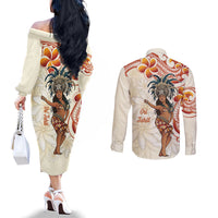 Heiva i Tahiti Couples Matching Off The Shoulder Long Sleeve Dress and Long Sleeve Button Shirt Ori Tahitian Dance Tiare Maori LT14 - Polynesian Pride