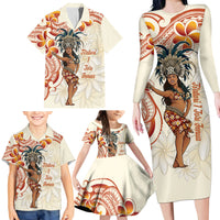 Heiva i Tahiti Family Matching Long Sleeve Bodycon Dress and Hawaiian Shirt Ori Tahitian Dance Tiare Maori LT14 - Polynesian Pride