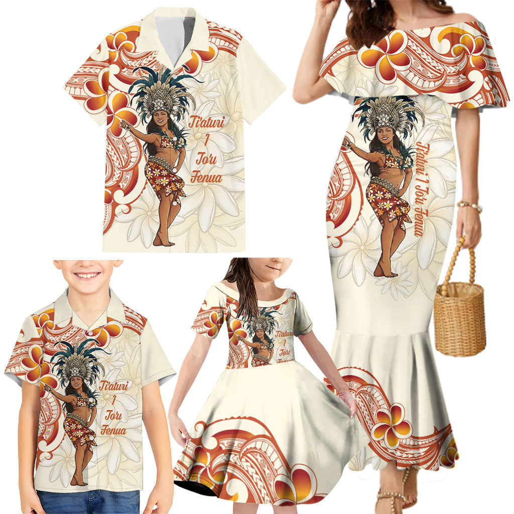 Heiva i Tahiti Family Matching Mermaid Dress and Hawaiian Shirt Ori Tahitian Dance Tiare Maori