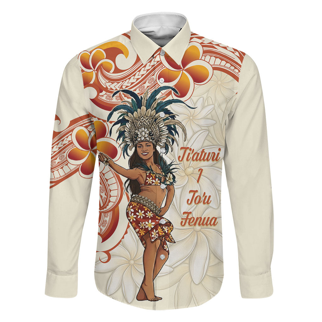 Heiva i Tahiti Family Matching Mermaid Dress and Hawaiian Shirt Ori Tahitian Dance Tiare Maori LT14 Dad's Shirt - Long Sleeve Beige - Polynesian Pride
