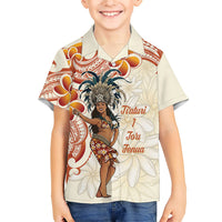 Heiva i Tahiti Family Matching Off The Shoulder Long Sleeve Dress and Hawaiian Shirt Ori Tahitian Dance Tiare Maori LT14 Son's Shirt Beige - Polynesian Pride