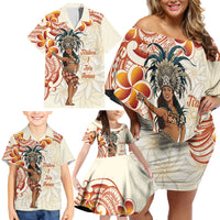 Heiva i Tahiti Family Matching Off Shoulder Short Dress and Hawaiian Shirt Ori Tahitian Dance Tiare Maori LT14 - Polynesian Pride