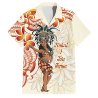 Heiva i Tahiti Family Matching Off Shoulder Short Dress and Hawaiian Shirt Ori Tahitian Dance Tiare Maori LT14 Dad's Shirt - Short Sleeve Beige - Polynesian Pride