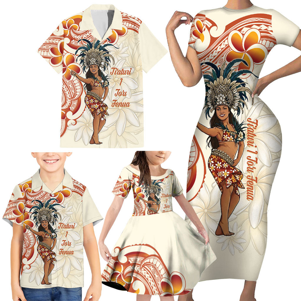 Heiva i Tahiti Family Matching Short Sleeve Bodycon Dress and Hawaiian Shirt Ori Tahitian Dance Tiare Maori LT14 - Polynesian Pride