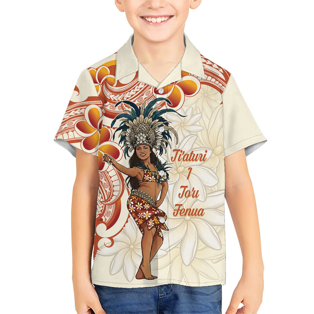 Heiva i Tahiti Family Matching Short Sleeve Bodycon Dress and Hawaiian Shirt Ori Tahitian Dance Tiare Maori LT14 Son's Shirt Beige - Polynesian Pride