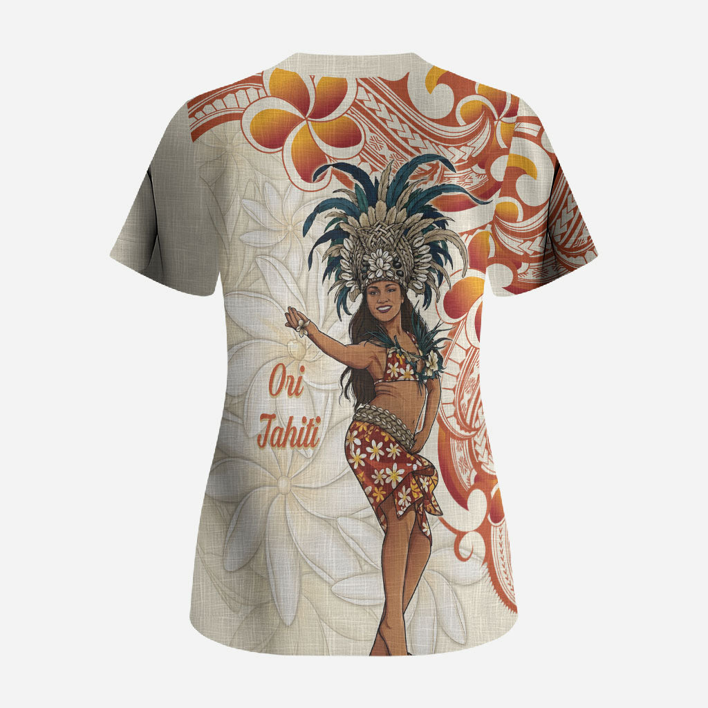 Heiva i Tahiti Scrub Top Ori Tahitian Dance Tiare Maori