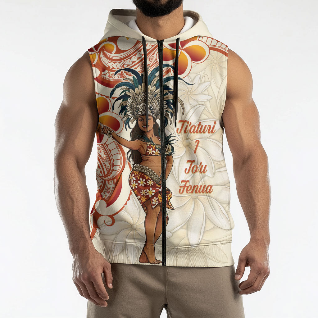 Heiva i Tahiti Sleeveless Zip Hoodie Ori Tahitian Dance Tiare Maori