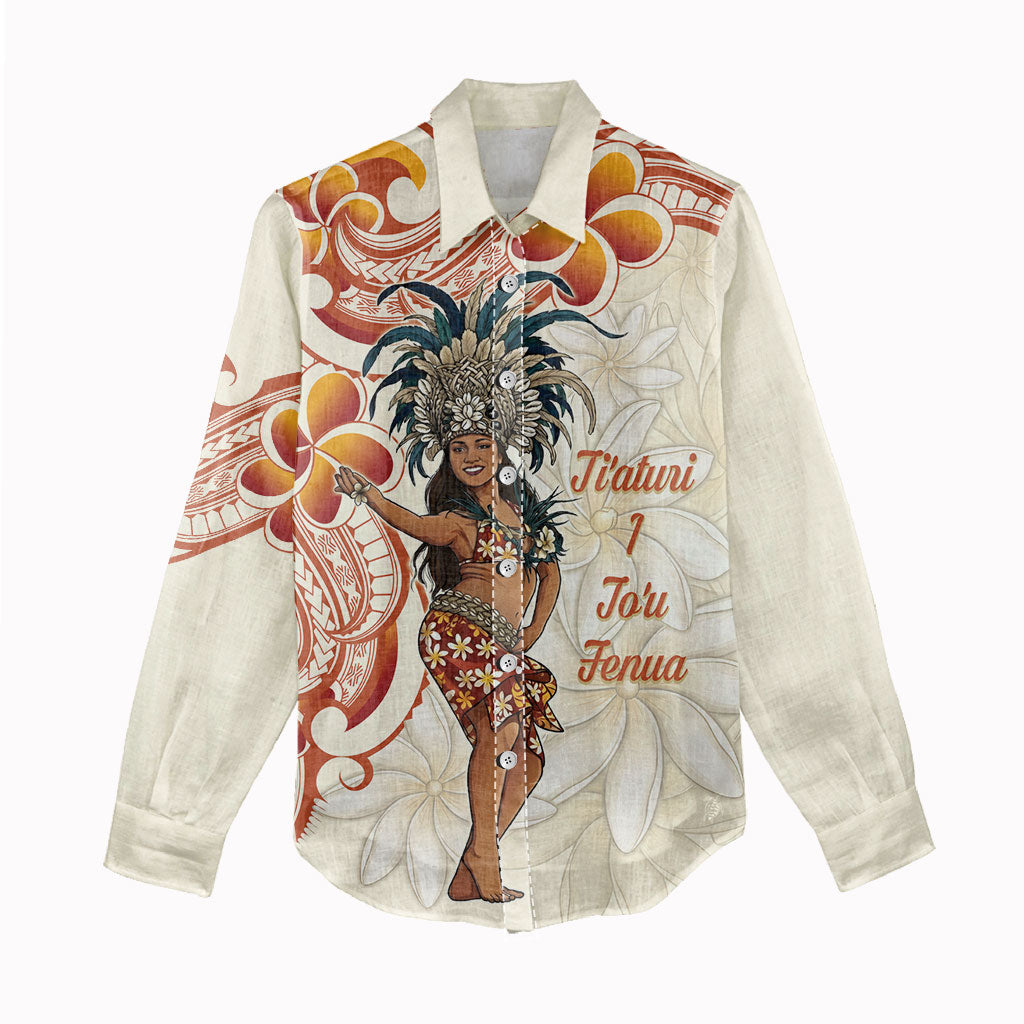 Heiva i Tahiti Women Casual Shirt Ori Tahitian Dance Tiare Maori