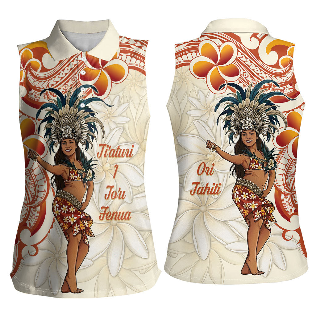 Heiva i Tahiti Women Sleeveless Polo Shirt Ori Tahitian Dance Tiare Maori LT14 - Polynesian Pride