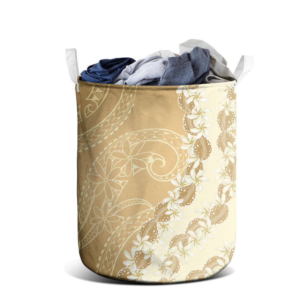 Heiva i Tahiti Laundry Basket Tahitian Tiare Maori Cowrie Lei Brown