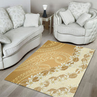Heiva i Tahiti Area Rug Tahitian Tiare Maori Cowrie Lei Brown