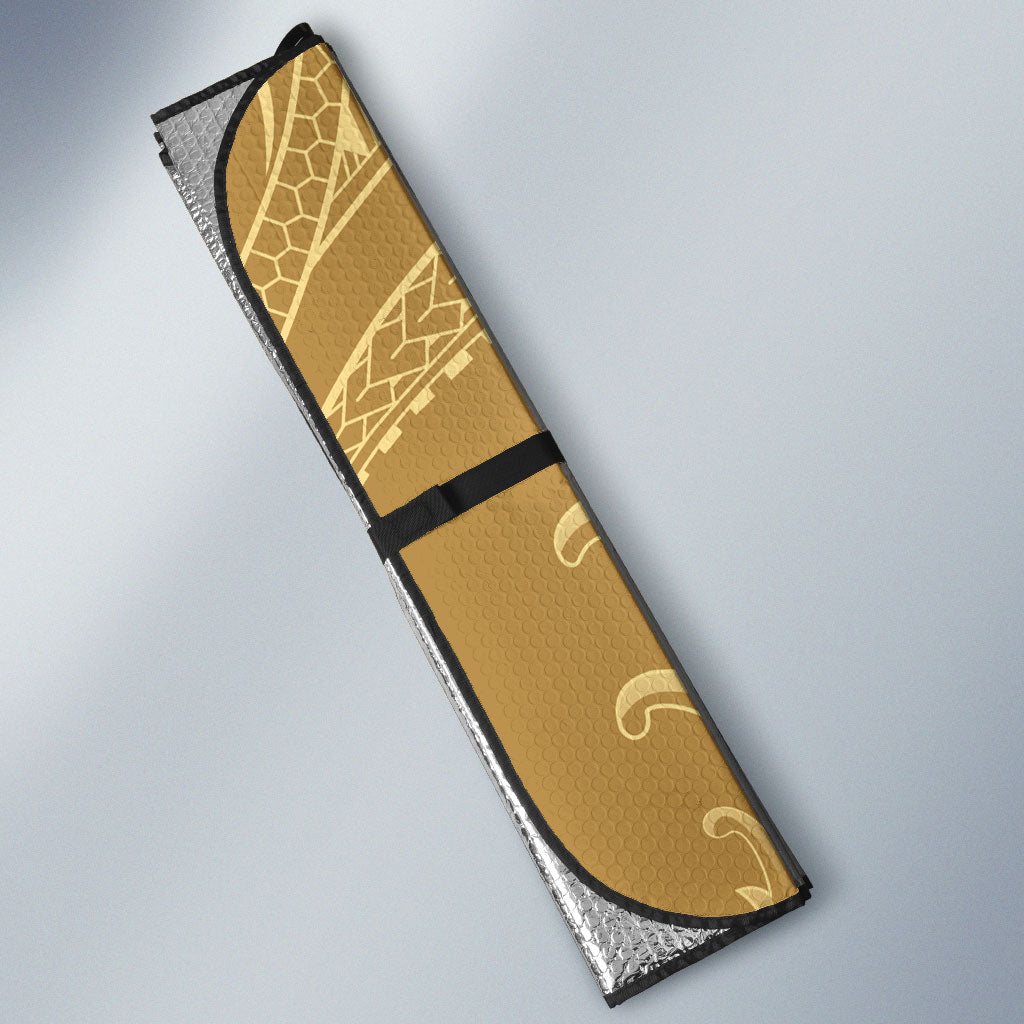 Heiva i Tahiti Auto Sun Shade Tahitian Tiare Maori Cowrie Lei Brown