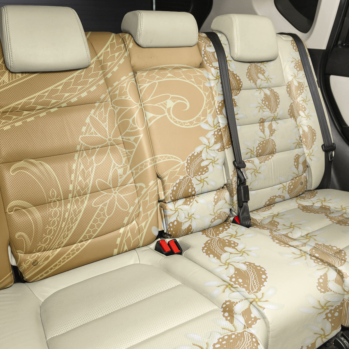 Heiva i Tahiti Back Car Seat Cover Tahitian Tiare Maori Cowrie Lei Brown