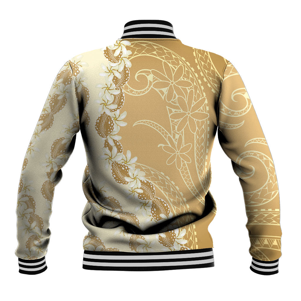 Heiva i Tahiti Baseball Jacket Tahitian Tiare Maori Cowrie Lei Brown