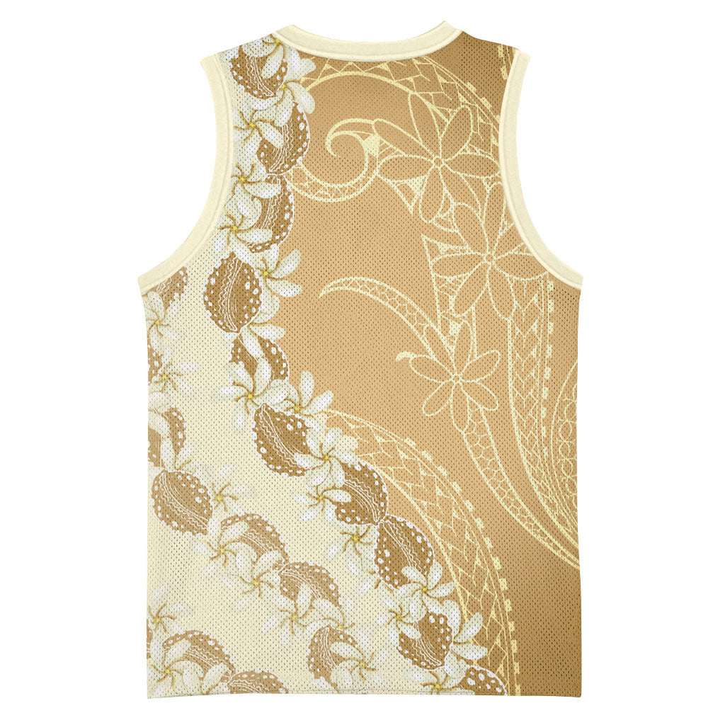 Heiva i Tahiti Basketball Jersey Tahitian Tiare Maori Cowrie Lei Brown