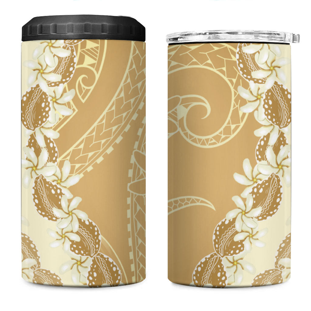 Heiva i Tahiti 4 in 1 Can Cooler Tumbler Tahitian Tiare Maori Cowrie Lei Brown LT14 One Size: 16 oz Brown - Polynesian Pride