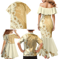Heiva i Tahiti Family Matching Mermaid Dress and Hawaiian Shirt Tahitian Tiare Maori Cowrie Lei Brown LT14 - Polynesian Pride