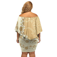 Heiva i Tahiti Family Matching Off Shoulder Short Dress and Hawaiian Shirt Tahitian Tiare Maori Cowrie Lei Brown LT14 - Polynesian Pride