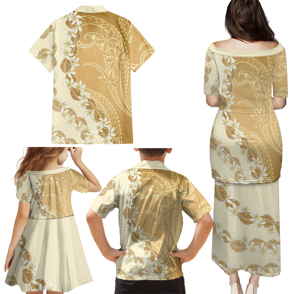 Heiva i Tahiti Family Matching Puletasi and Hawaiian Shirt Tahitian Tiare Maori Cowrie Lei Brown LT14 - Polynesian Pride