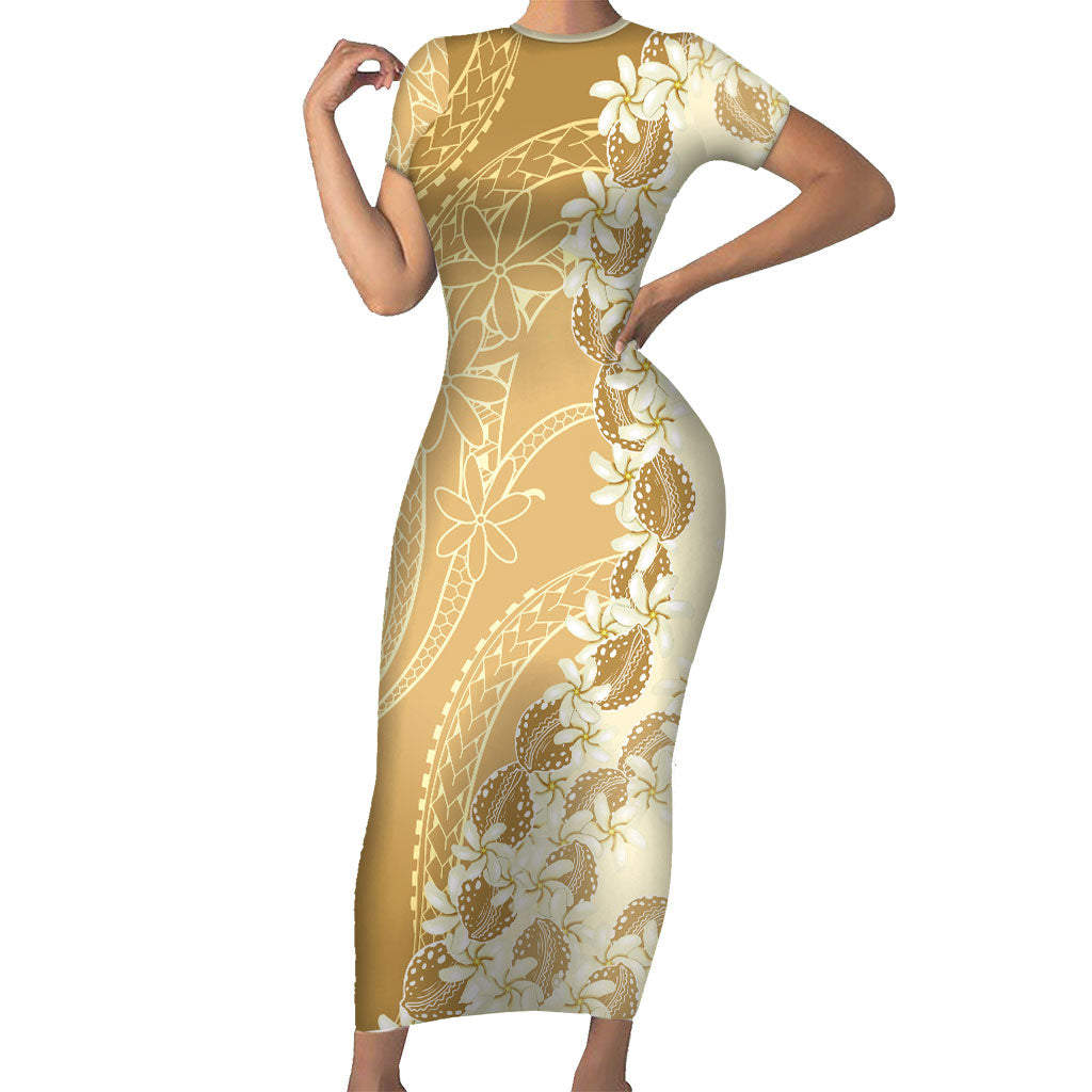 Heiva i Tahiti Family Matching Short Sleeve Bodycon Dress and Hawaiian Shirt Tahitian Tiare Maori Cowrie Lei Brown LT14 Mom's Dress Brown - Polynesian Pride