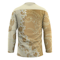 Heiva i Tahiti Hockey Jersey Tahitian Tiare Maori Cowrie Lei Brown