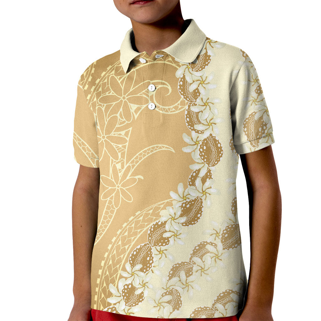 Heiva i Tahiti Kid Polo Shirt Tahitian Tiare Maori Cowrie Lei Brown LT14 Kid Brown - Polynesian Pride
