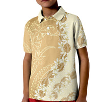 Heiva i Tahiti Kid Polo Shirt Tahitian Tiare Maori Cowrie Lei Brown LT14 Kid Brown - Polynesian Pride