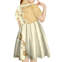 Heiva i Tahiti Kid Short Sleeve Dress Tahitian Tiare Maori Cowrie Lei Brown