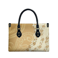 Heiva i Tahiti Leather Bag Tahitian Tiare Maori Cowrie Lei Brown