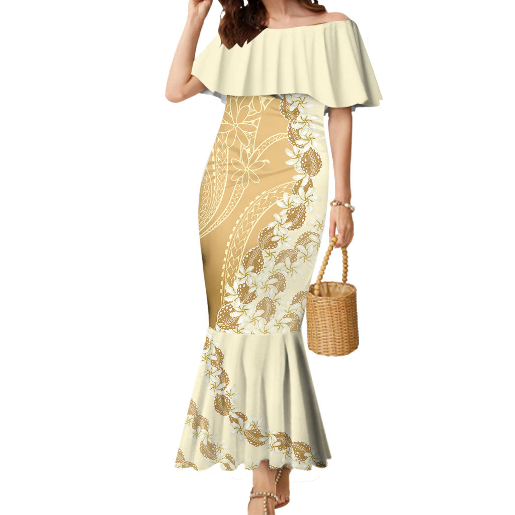 Heiva i Tahiti Mermaid Dress Tahitian Tiare Maori Cowrie Lei Brown