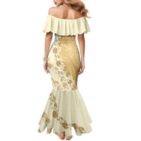 Heiva i Tahiti Mermaid Dress Tahitian Tiare Maori Cowrie Lei Brown