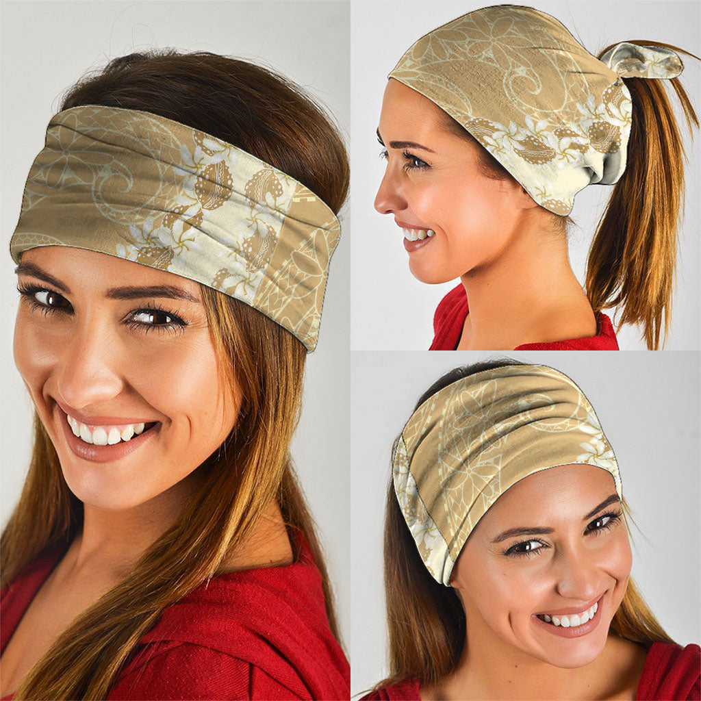 Heiva i Tahiti Neck Gaiter Tahitian Tiare Maori Cowrie Lei Brown