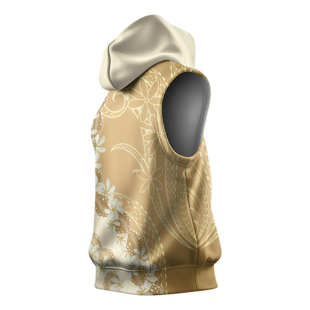Heiva i Tahiti Sleeveless Hoodie Tahitian Tiare Maori Cowrie Lei Brown