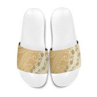 Heiva i Tahiti Slide Sandals Tahitian Tiare Maori Cowrie Lei Brown