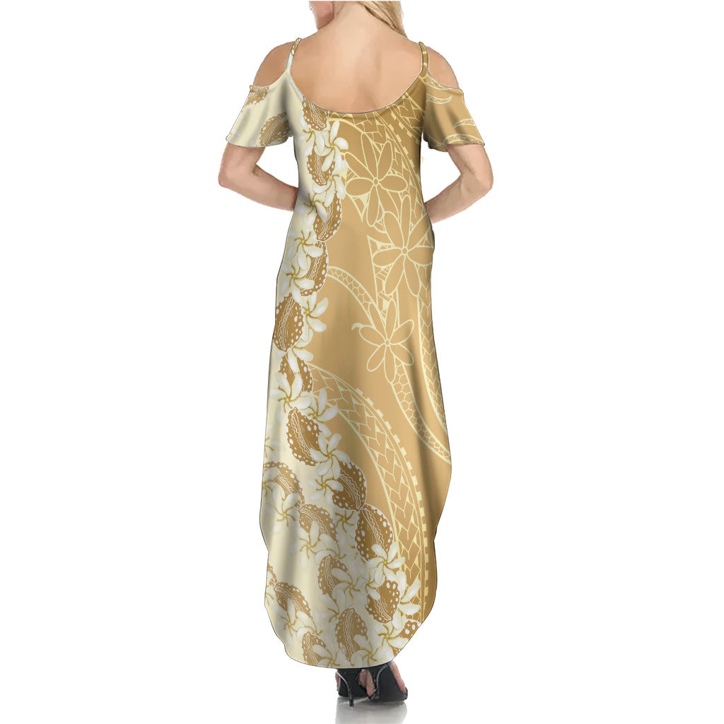 Heiva i Tahiti Summer Maxi Dress Tahitian Tiare Maori Cowrie Lei Brown