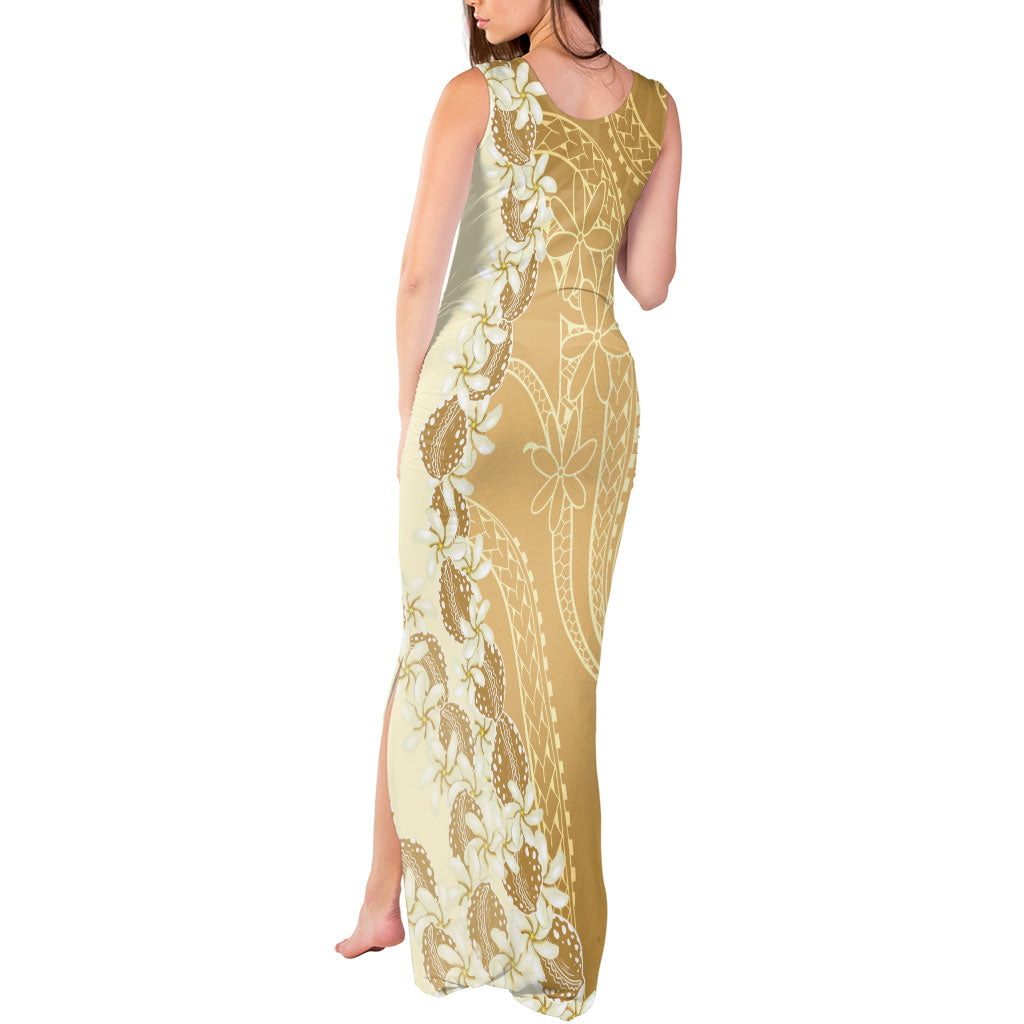 Heiva i Tahiti Tank Maxi Dress Tahitian Tiare Maori Cowrie Lei Brown