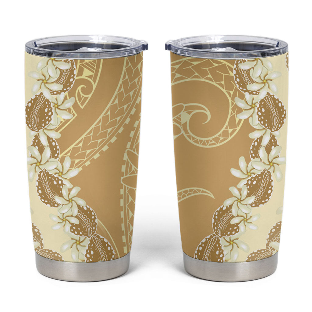 Heiva i Tahiti Tumbler Cup Tahitian Tiare Maori Cowrie Lei Brown