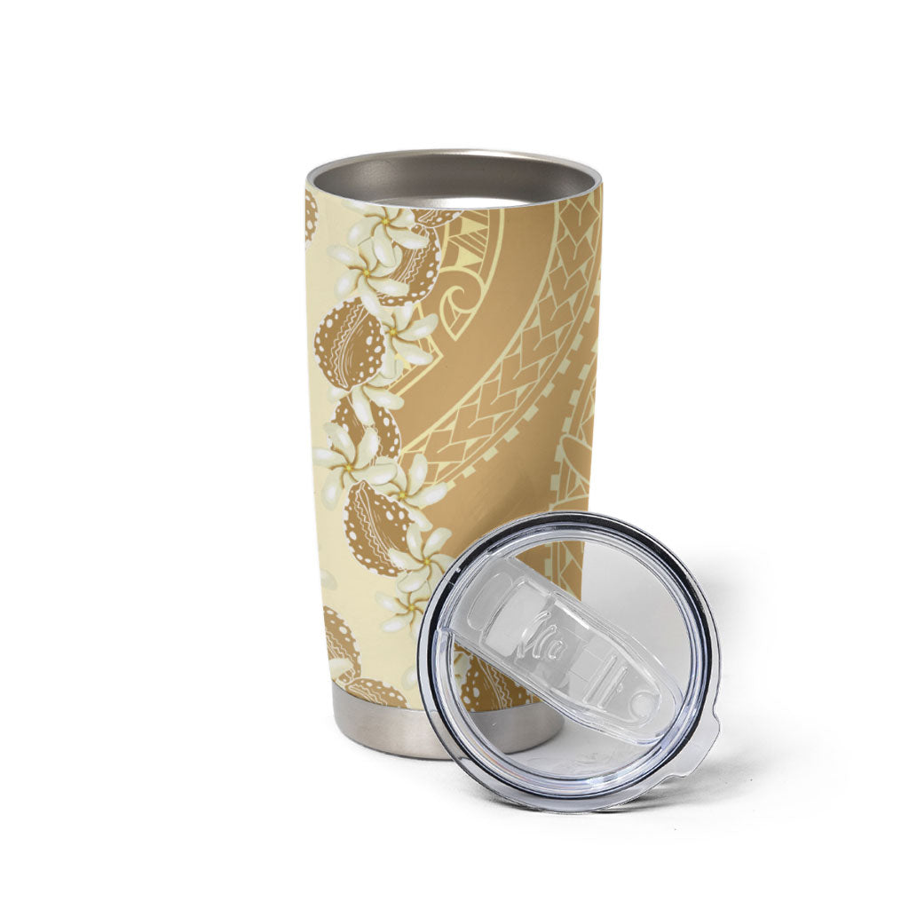 Heiva i Tahiti Tumbler Cup Tahitian Tiare Maori Cowrie Lei Brown