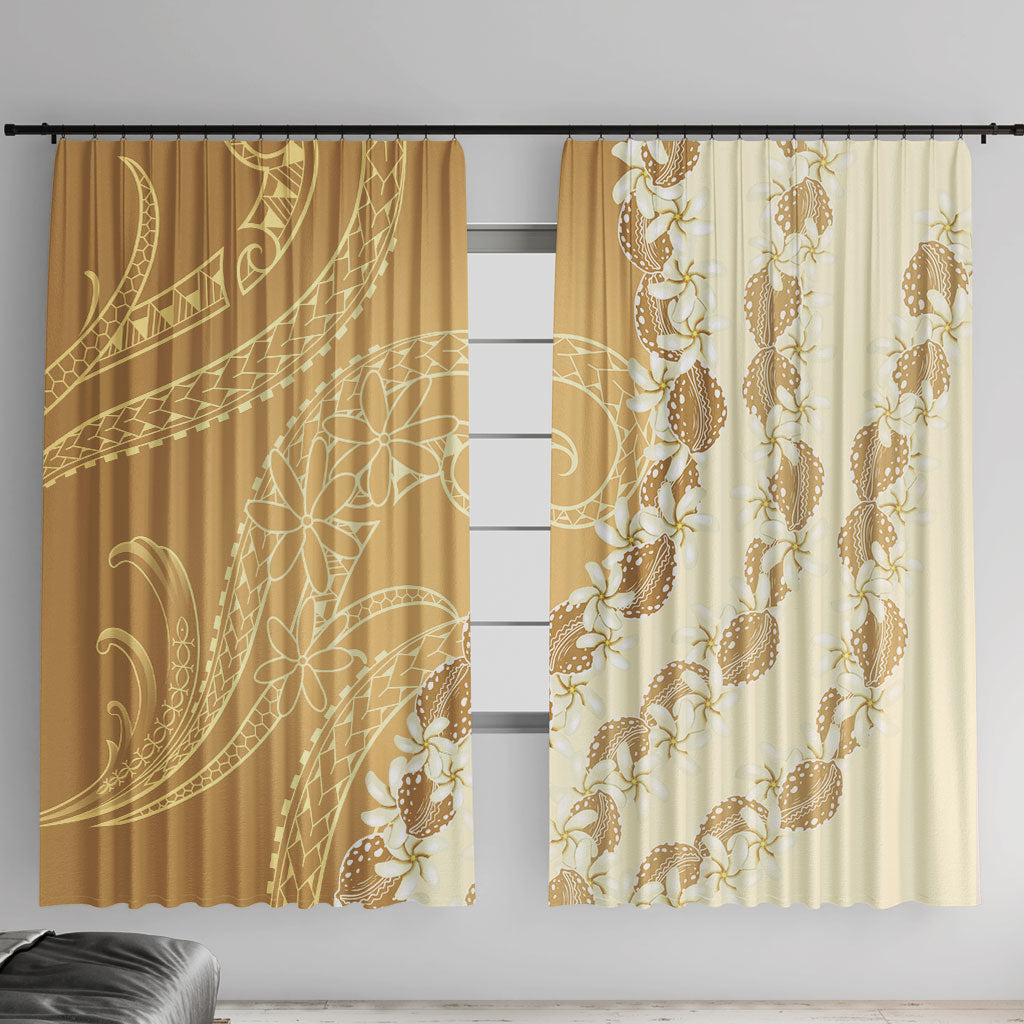 Heiva i Tahiti Window Curtain Tahitian Tiare Maori Cowrie Lei Brown
