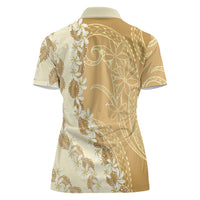 Heiva i Tahiti Women Polo Shirt Tahitian Tiare Maori Cowrie Lei Brown LT14 - Polynesian Pride
